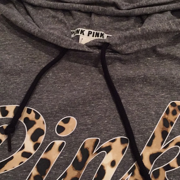 VS Pink leopard logo string fleece hoodie pullover - Picture 5 of 5